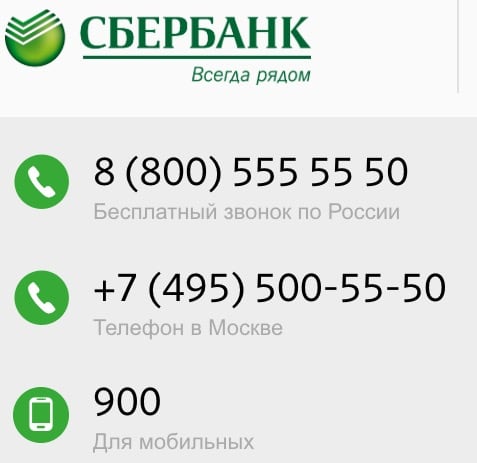 ग्राहकों के लिए Sberbank फोन