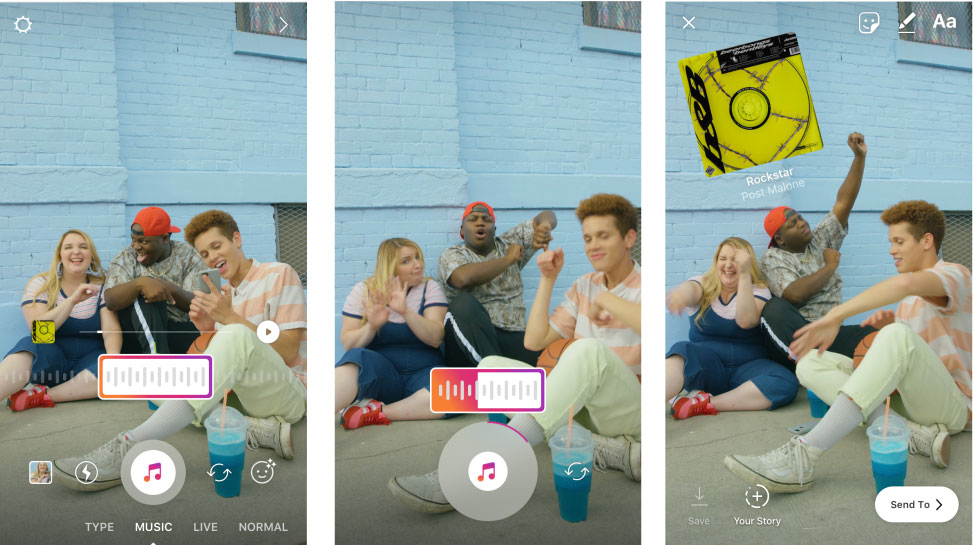 फ़ोटो और वीडियो पर Instagram इतिहास iPhone में संगीत जोड़ें