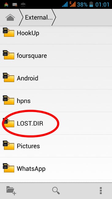 Android Lost.Dir फ़ोल्डर
