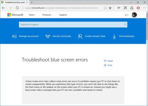 Windows.com/stopcode पर संक्रमण के बाद उपयोगकर्ता इसे देखता है